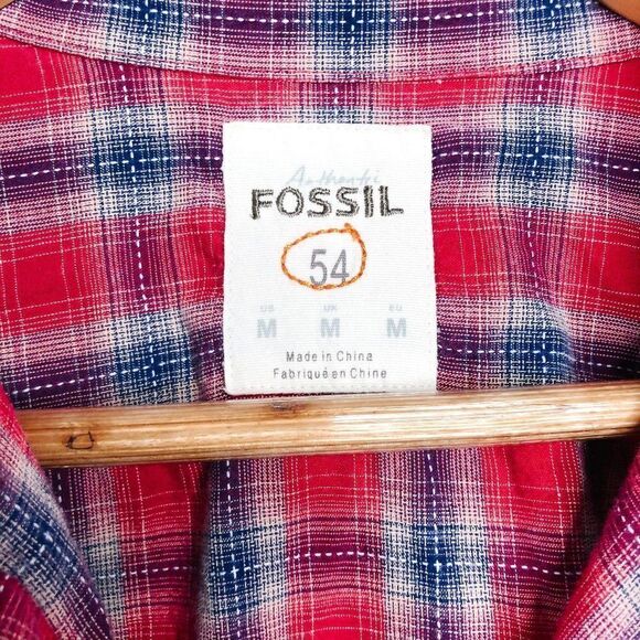Fossil 54 Men's Button Up Plaid Shirt - Picture 6 of 8